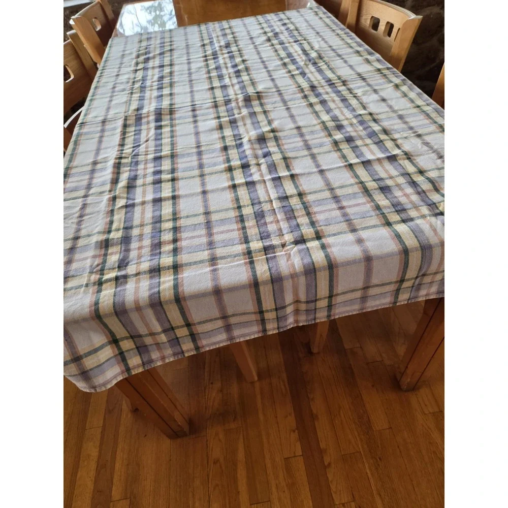Yellow Checked Tablecloth 46x60 Fall Table Thick Cotton